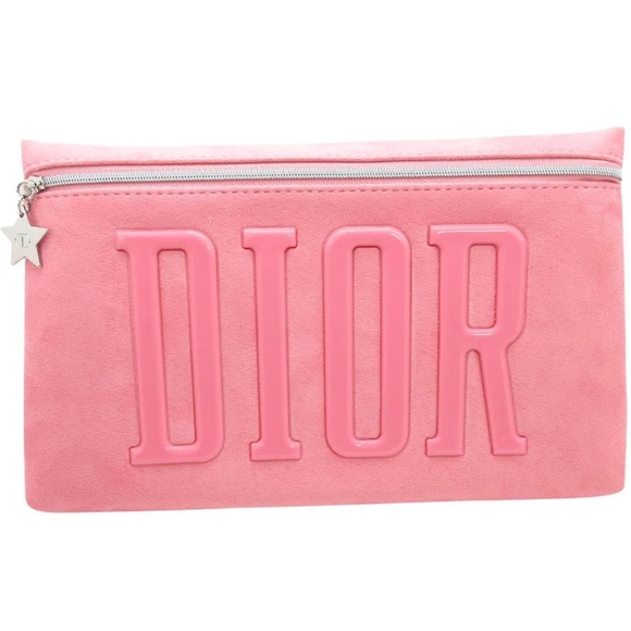 Dior Pink Cosmetic Bag with Embossed Logo - Picture 1 of 2